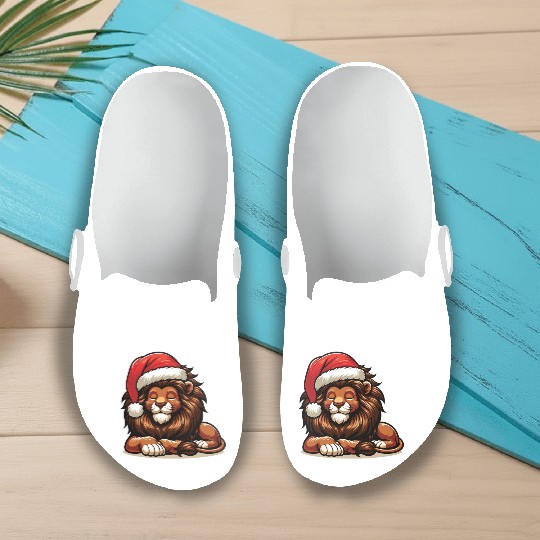 Christmas Hat Christmas Fairy Lights Lion Slip On Clogs