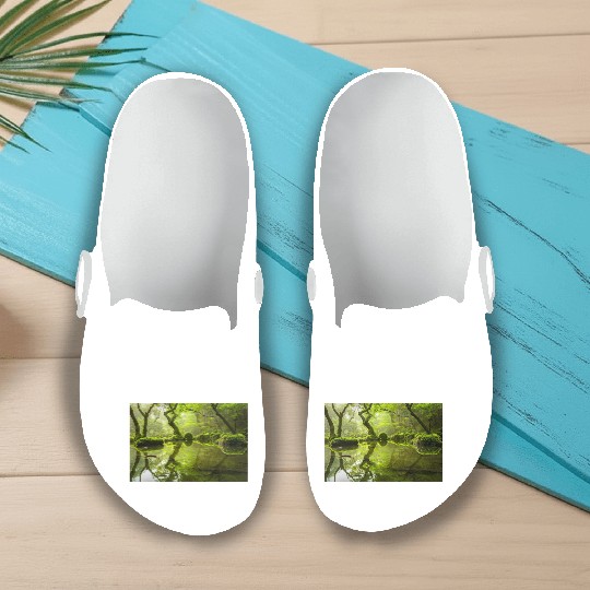 Enchanted Forest Reflections in Tranquil Pond Slip On Clogs