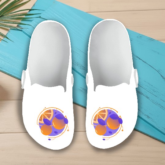 Orange Fruit Slip On Clogs