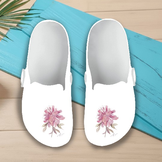 Peony loose watercolor hand-painted Slip On Clogs