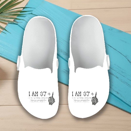 I Am 37 Plus Middle Finger - 38th Birthday Slip On Clogs