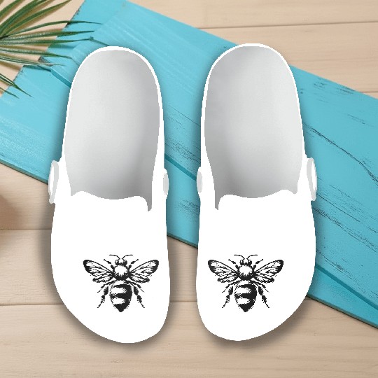Honey Bee Insect Art Vector path4 Slip On Clogs