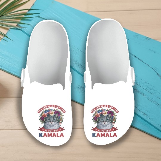 Childless Cat Lady is voting kamala Slip On Clogs