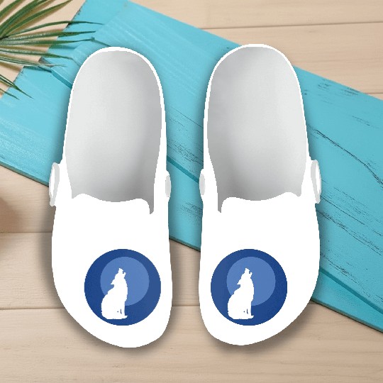 Wolf Moon Nature Vector Slip On Clogs