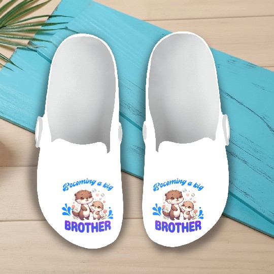 Soon I'll Be A Big Brother, Sweet Otter Brother Slip On Clogs