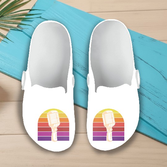 Vintage Microphone Retro Sunset Slip On Clogs