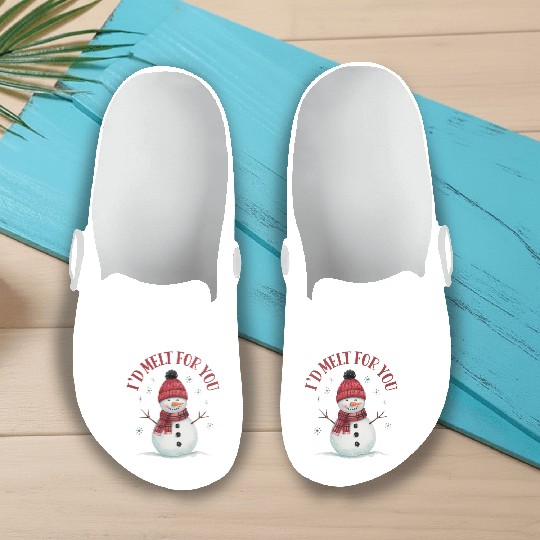 I'd Melt for You - Cute Snowman Christmas Slip On Clogs