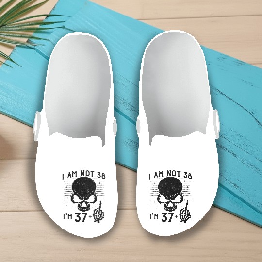I Am 37 Plus Middle Finger - 38th Birthday Slip On Clogs
