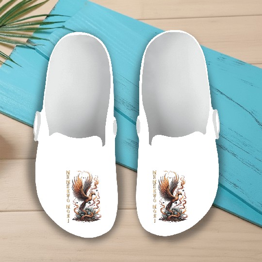 Memento Mori Phoenix Rebirth Fire Art Design Slip On Clogs