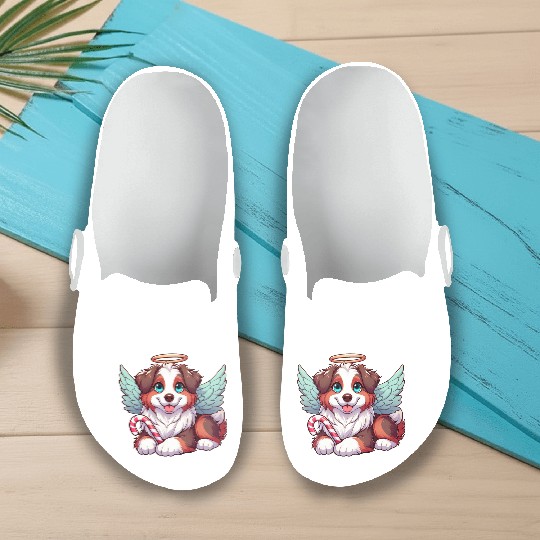 Cute Christmas Dog Australian Shepherd Slip On Clogs