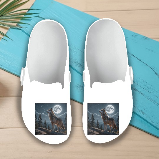 animal wolf Slip On Clogs