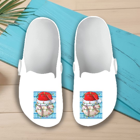 Baseball Christmas Lights Slip On Clogs