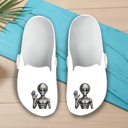 Grey Alien hello Slip On Clogs