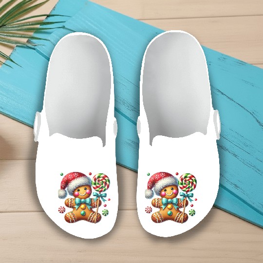 Gingerbread Christmas, Merry Christmas, Candy Slip On Clogs