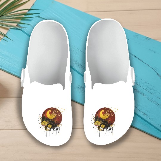 Celestial Lotus Moon Spray Design Slip On Clogs