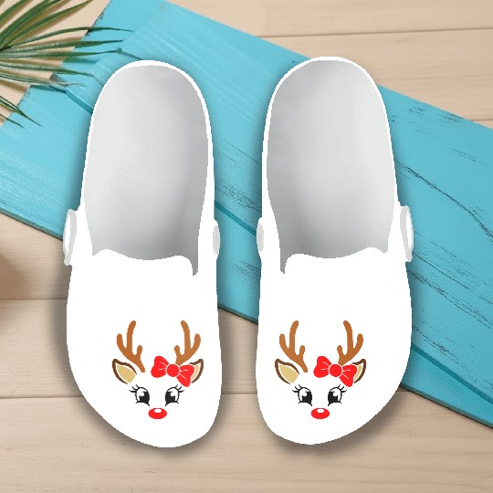 Reindeer Face Christmas, Merry Christmas Slip On Clogs