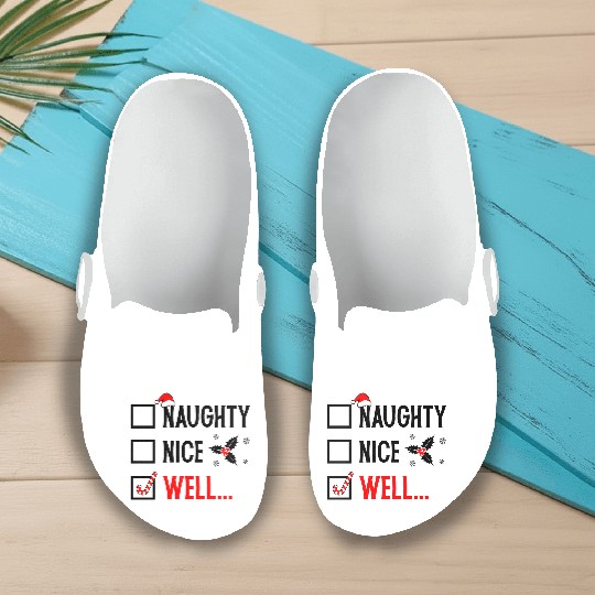 Naughty or Nice Funny Christmas Slip On Clogs