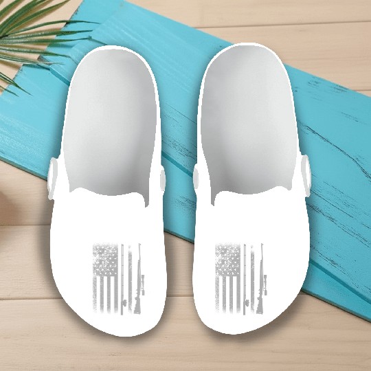 FISHING AND HUNTING USA FLAG Slip On Clogs