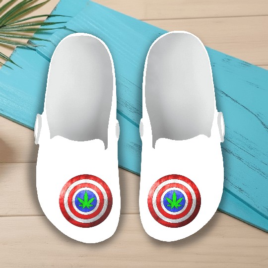Captain Cannabis Shield Red White Blue and Green Slip On Clogs