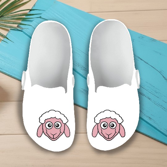 Sheep Face Head Cute Small Baby Lamb Sweet Comic Slip On Clogs