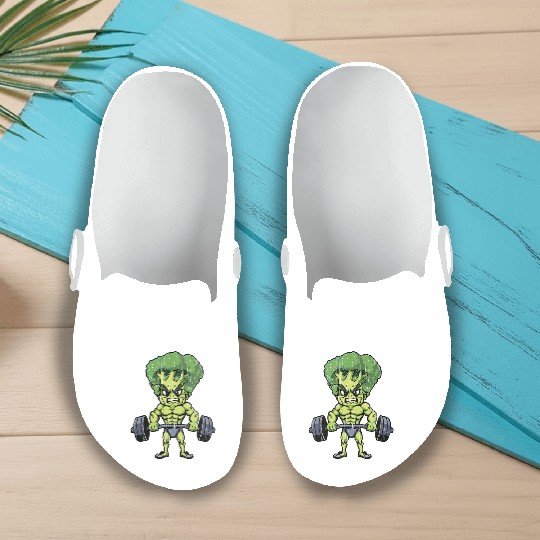 funny broccoli gym bodybuilding Slip On Clogs