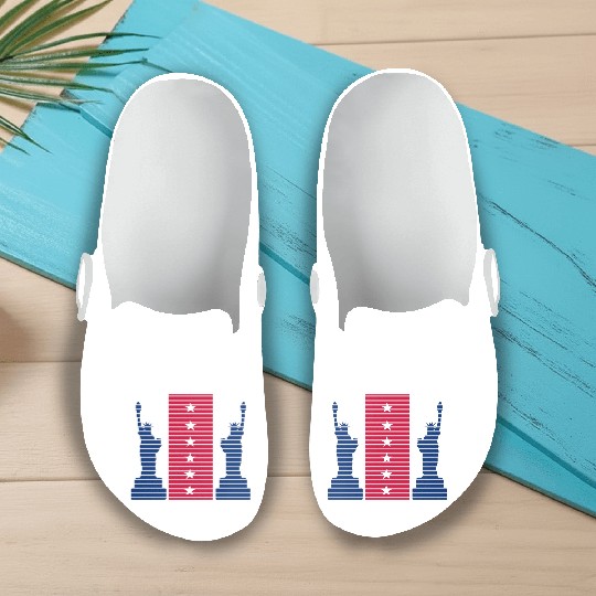 Stylized Statue of Liberty Graphic Design Slip On Clogs