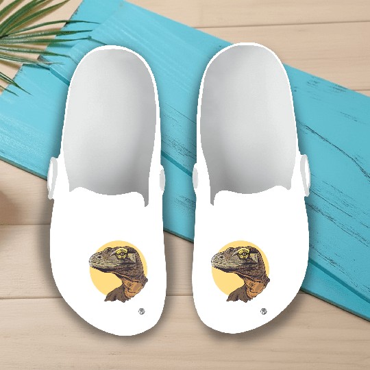 Realistic Komodo Dragon Portrait Slip On Clogs