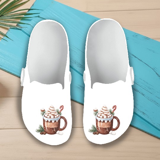 Festive Hot Chocolate with Marshmallows Slip On Clogs