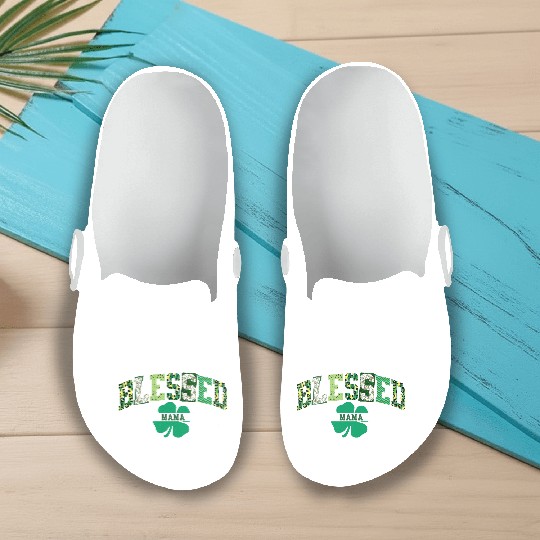 Blessed Mama St Patricks Day Spring and Summer Slip On Clogs