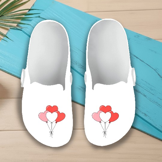 Heart Balloon Cluster Illustration Slip On Clogs