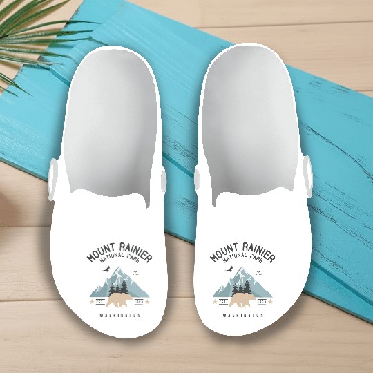 Mount Rainier National Park Est. 1889 Washington Slip On Clogs
