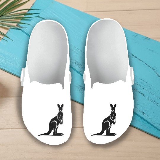 Wild Animal Silhouette With Typical Kangaroo Pose Slip On Clogs