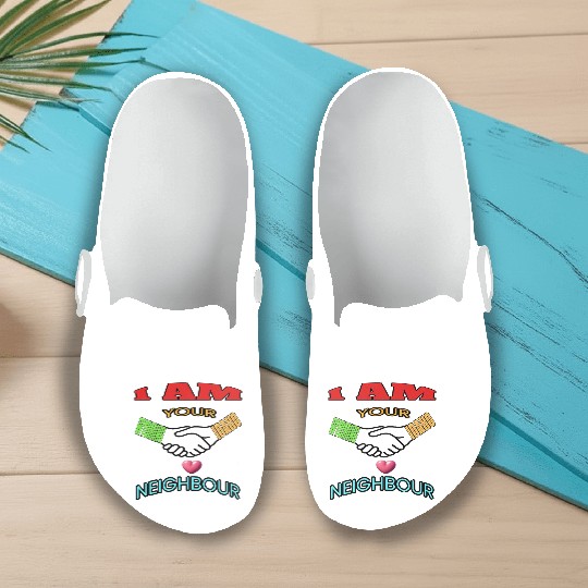 I AM YOUR NEIGHOUR WYOMING AND IDAHO Slip On Clogs