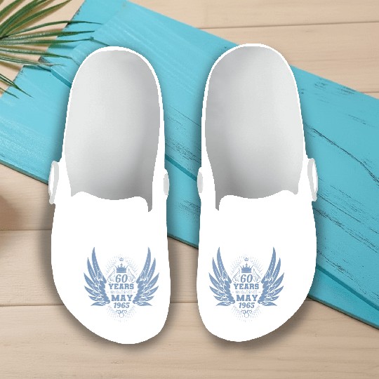 60th birthday angel wings unique since May 1965 Slip On Clogs