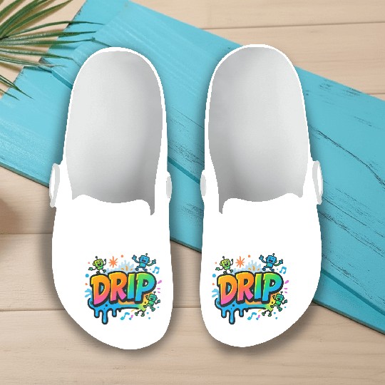 DRIP Graffiti Robot Slip On Clogs – Fun Streetwear Style