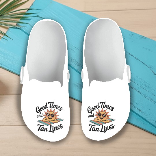 Sunshine Sunset Tan Lines Artwork Slip On Clogs