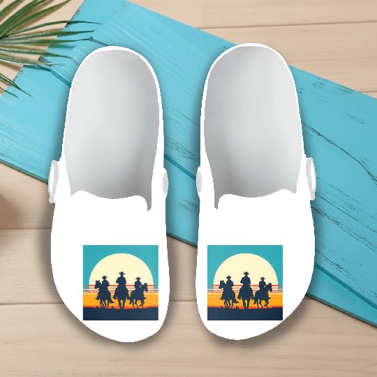 Wild West Sunset Cowboy Slip On Clogs
