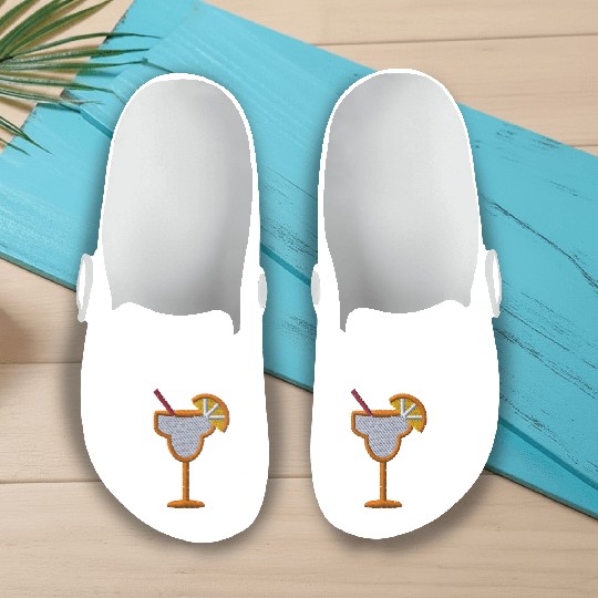 Cocktail orange embroidered Slip On Clogs