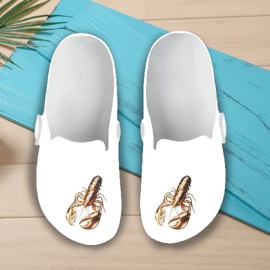 Golden Lobster – Elegant 3D Sea Animal Art Slip On Clogs