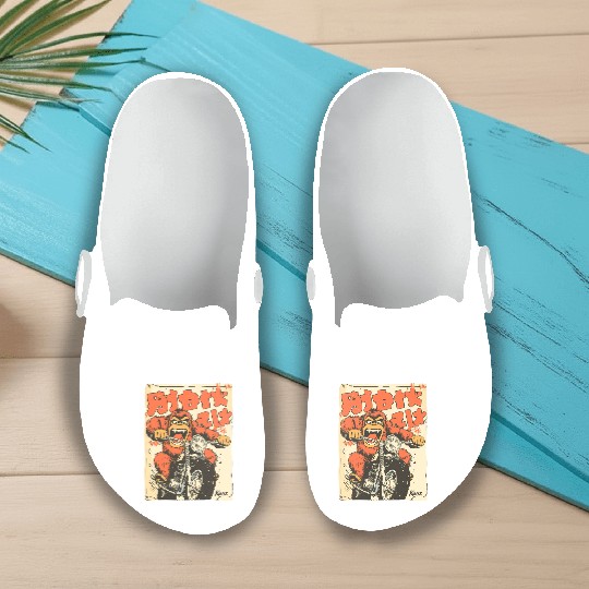 Monkey Mayhem – Vintage Ape on a Motorcycle Slip On Clogs