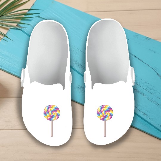 Cute Lollipop Design Lollipop Candy Lover 01 Slip On Clogs