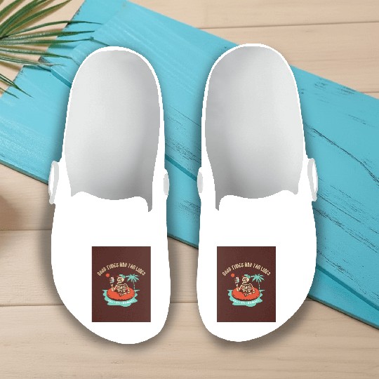 Brown Hand Drawn Skull Summer Slip On Clogs 20250706