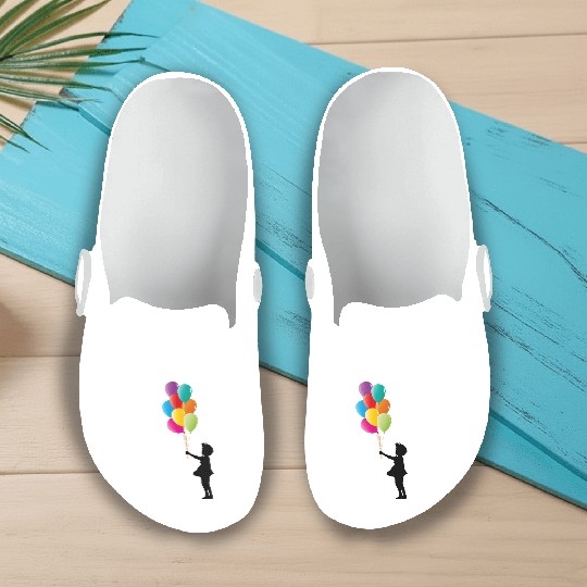 Girl with Colorful Balloons Slip On Clogs