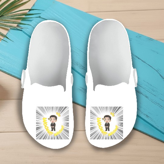 Surprised Business Man Illustration Slip On Clogs