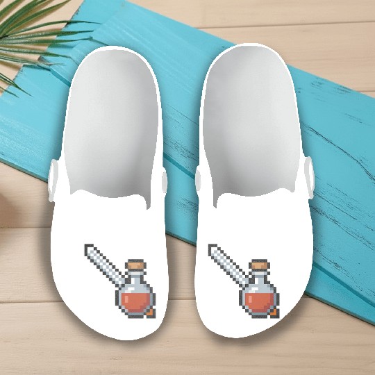Pixel Art Vampire Potion Design Slip On Clogs