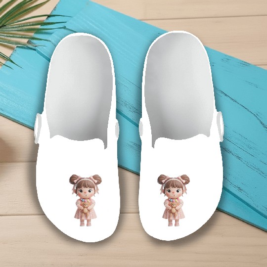 Sweet Candy Girl with Teddy Bear Slip On Clogs