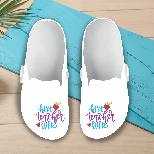Best Teacher Ever – Apple & Heart Design Slip On Clogs
