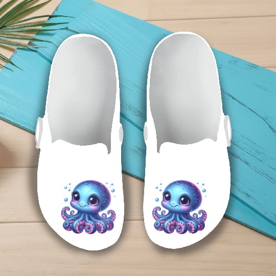Colorful Cartoon Octopus Illustration Slip On Clogs