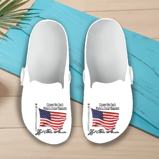 Proud To Be A US Army Veteran Slip On Clogs