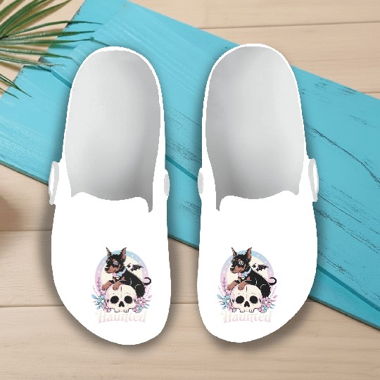 Haunted Doberman Puppy – Spooky Cute Gothic Dog Slip On Clogs